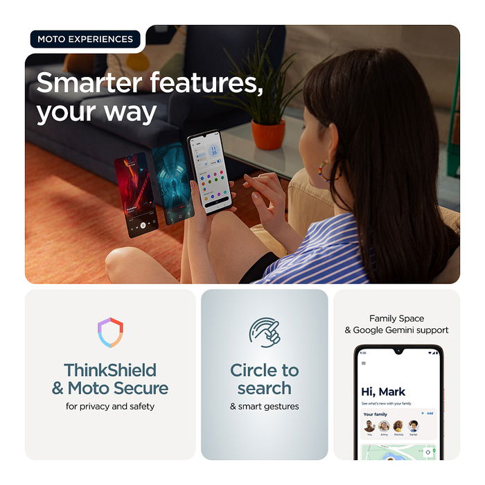Motorola Moto G06 Smartphone 4 GB RAM 256 GB, Pantalla 6.88'' LCD 120 Hz, Cámara 50 MP, Batería 5200 mAh, Android 15, Azul Tapestry Motorola Moto G06 Smartphone 4 GB RAM 256 GB, Pantalla 6.88'' LCD 120 Hz, Cámara 50 MP, Batería 5200 mAh, Android 15, Azul Tapestry