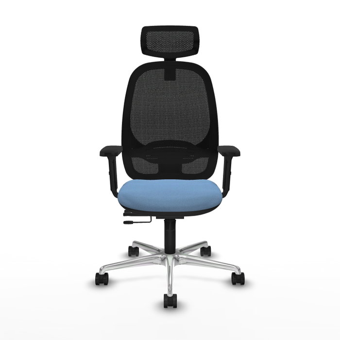 PIQUERAS Y CRESPO Silla de oficina Cilanco con mecanismo Sincro/Traslack, Azul cielo y Negro