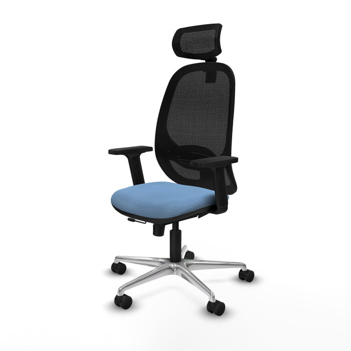 PIQUERAS Y CRESPO Silla de oficina Cilanco con mecanismo Sincro/Traslack, Azul cielo y Negro
