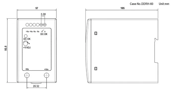 MEAN WELL DDRH-60-24 Convertidor DC/DC 60W 24VDC MEAN WELL DDRH-60-24 Convertidor DC/DC 60W 24VDC