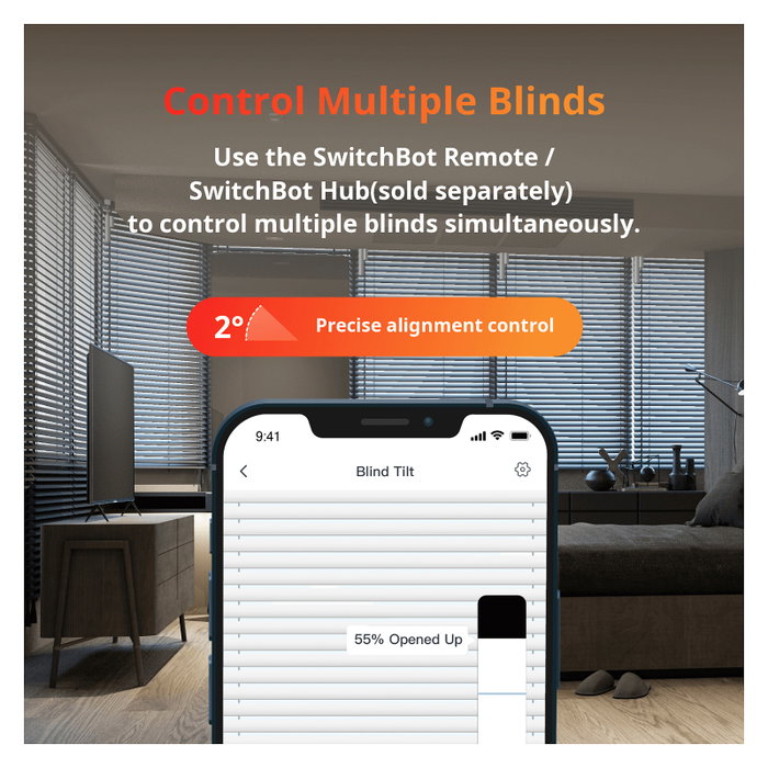 SwitchBot Blind Tilt - Control Eléctrico Inteligente para Persianas, Blanco, 48.8 x 29.2 x 144.2 mm, 130 g SwitchBot Blind Tilt - Control Eléctrico Inteligente para Persianas, Blanco, 48.8 x 29.2 x 144.2 mm, 130 g