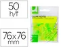 Q-connect Bloc de Notas Adhesivas Quita y Pon 76x76 mm Removible Plástico Translucido Amarillo Neón 50 Hojas