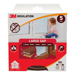 3M Burlete de Aislamiento Clásico para Huecos Grandes de 2.5 - 6 mm, Marrón, 6 Metros para Puertas y Ventanas