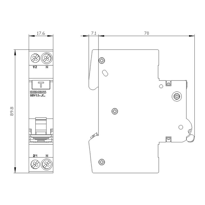 Siemens 5SV1316-7KK16 RCBO Tipo A 16A 30mA C16 1TE