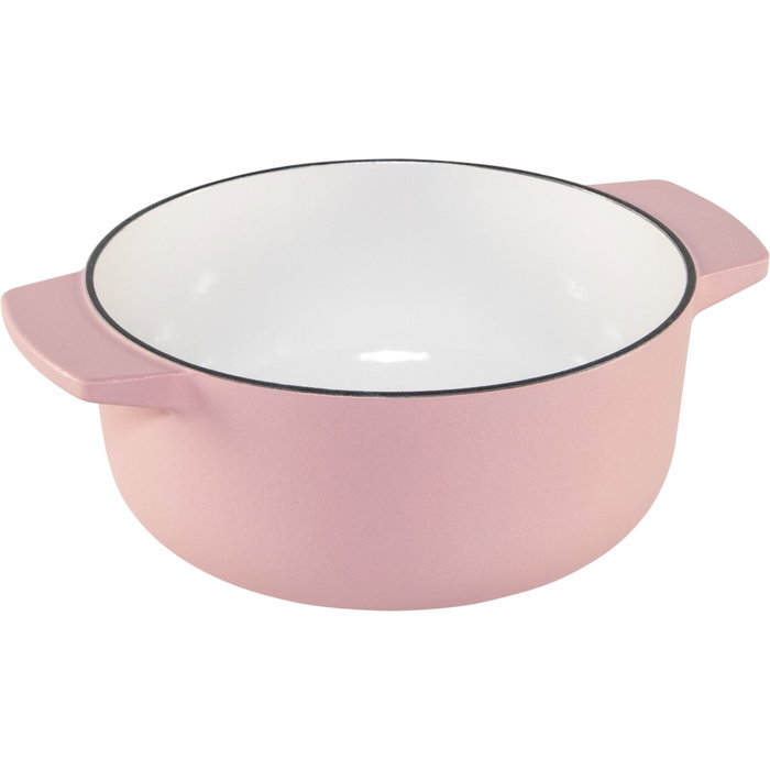 KitchenAid Asador Redondo de Hierro Fundido con Tapa 22 cm, Rosa