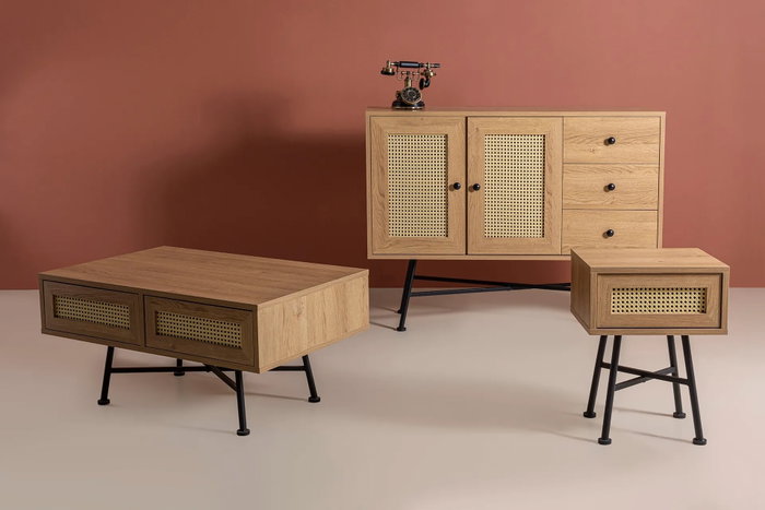 Hanah Home Mesa Auxiliar Nala 54, Natural, 40x30x54 cm