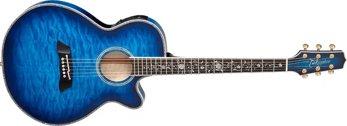 TAKAMINE Guitarra Acústica Thinline TSP100 FX Cutaway - Quilt Dark Blue Sunburst TAKAMINE Guitarra Acústica Thinline TSP100 FX Cutaway - Quilt Dark Blue Sunburst