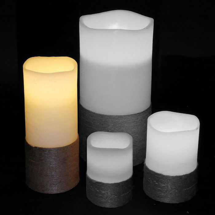 The Candle Factory Vela Led con Base de Cuerda 25x10 cm Efecto Llama Titilante Iluminación Blanca Cálida