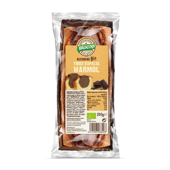 BIOCOP Bizcocho Mármol de Trigo Espelta y Chocolate Bio 250g
