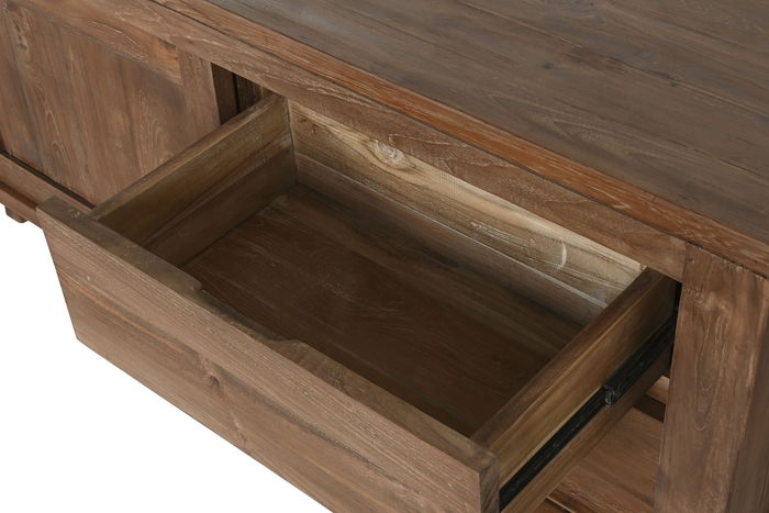 DKD Home Decor Mueble Tv Indo minimal 24 Teca Reciclada Natural 250 x 60 x 45 cm