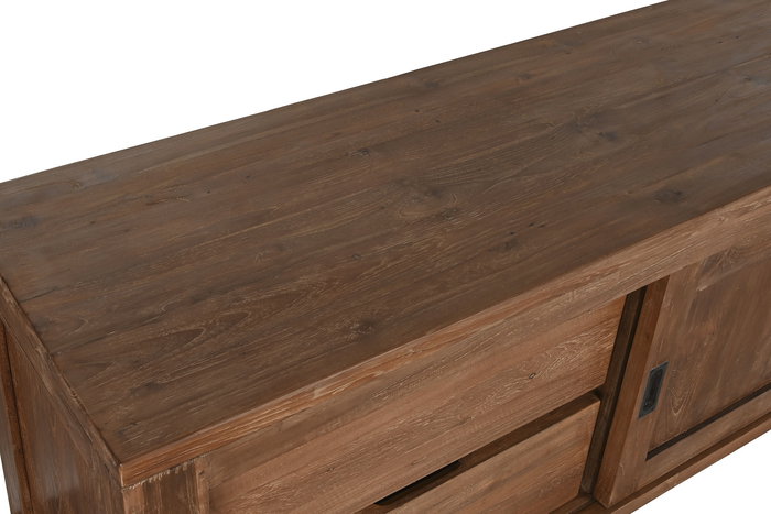 DKD Home Decor Mueble Tv Indo minimal 24 Teca Reciclada Natural 250 x 60 x 45 cm