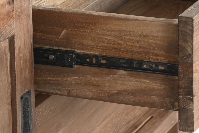 DKD Home Decor Mueble Tv Indo minimal 24 Teca Reciclada Natural 250 x 60 x 45 cm