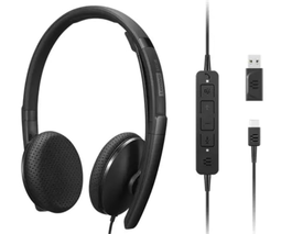 Lenovo 4XD1M45626 - Auriculares Diadema Alámbricos USB Tipo C con Micrófono Integrado Supraaurales para PC/Mac, Color Negro