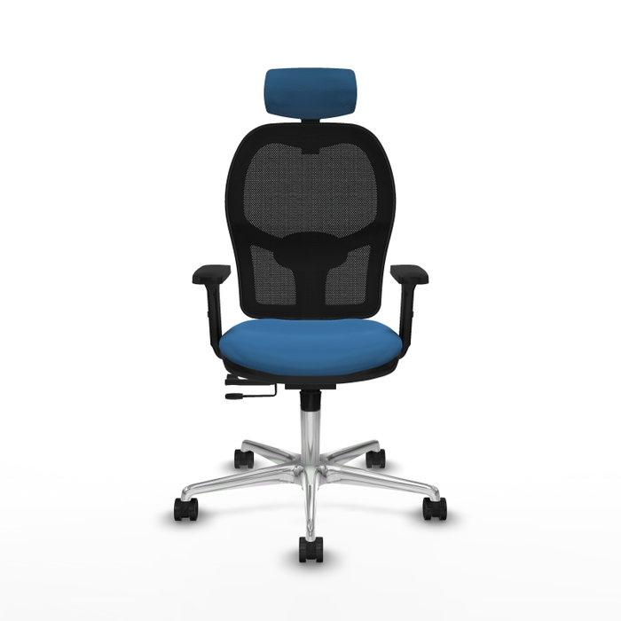 PIQUERAS Y CRESPO Silla de oficina Jorquera con mecanismo Sincro/Traslack, Azul claro y Negro