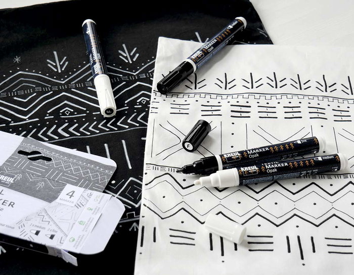 Kreul Set 4 Rotuladores Textile Marker Opacos Black & White