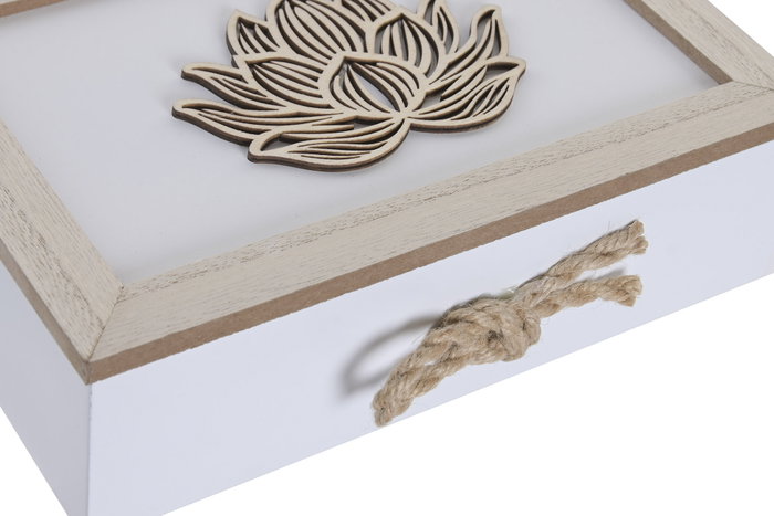 DKD Home Decor Caja de Infusiones Flor de Loto Marrón y Blanco, 24x17x7 cm DKD Home Decor Caja de Infusiones Flor de Loto Marrón y Blanco, 24x17x7 cm