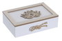 DKD Home Decor Caja de Infusiones Flor de Loto Marrón y Blanco, 24x17x7 cm