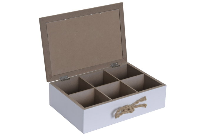 DKD Home Decor Caja de Infusiones Flor de Loto Marrón y Blanco, 24x17x7 cm DKD Home Decor Caja de Infusiones Flor de Loto Marrón y Blanco, 24x17x7 cm
