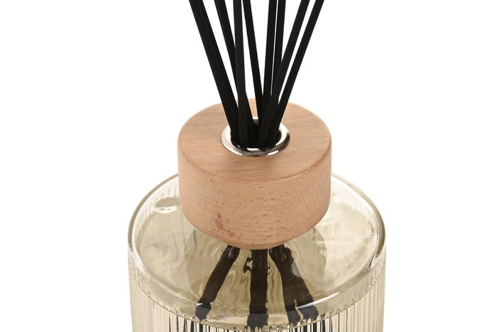 DKD Home Decor Ambientador Mikado Home Transparente Negro 11x11x47cm 1000ml Aroma Lino