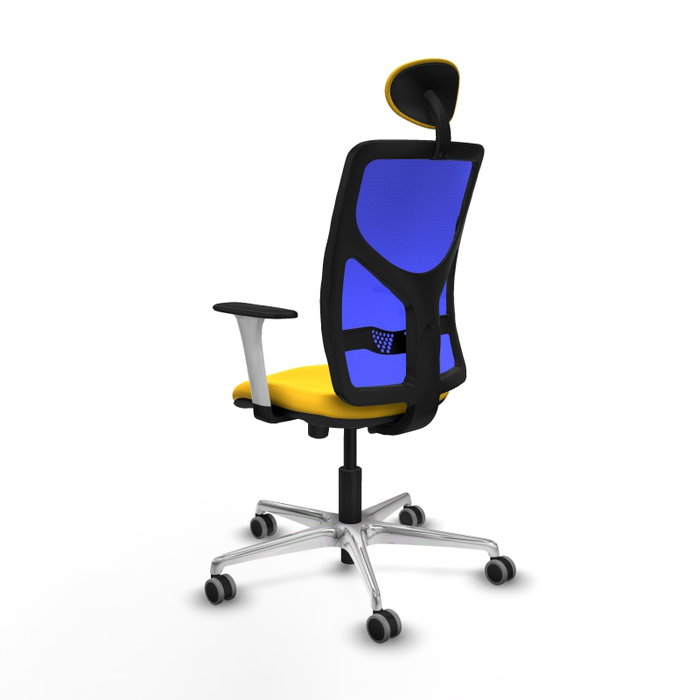 PIQUERAS Y CRESPO Silla de oficina Motilla con mecanismo Sincro/Traslack, Amarillo y Azul
