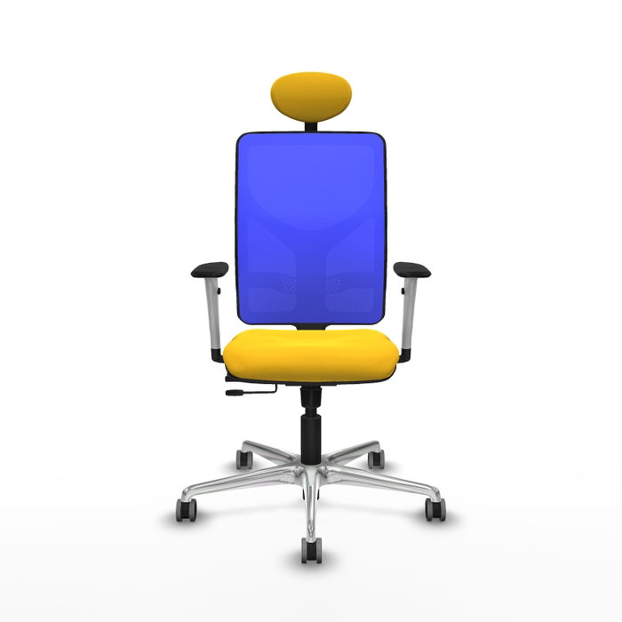 PIQUERAS Y CRESPO Silla de oficina Motilla con mecanismo Sincro/Traslack, Amarillo y Azul
