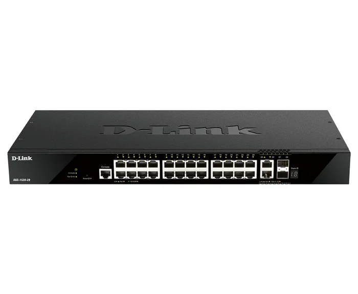 D-Link DGS-1520-28 Switch Gestionado L3 28 Puertos (24x1G RJ-45 + 2x10G RJ-45 + 2xSFP+) 10G Ethernet 128 Gbit/s Rack 1U Negro