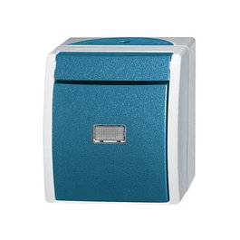 BUSCH-JAEGER Wipptaster con iluminación 1484-0-0371 IP44 250V 10A, color gris y azul verdoso