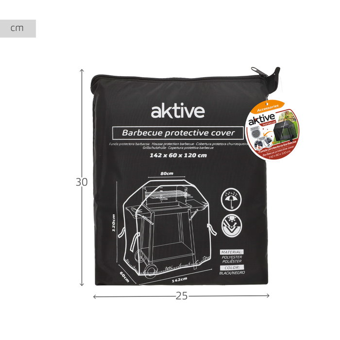 Aktive Funda para barbacoa impermeable 142x60x120 cm