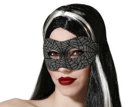 Antifaz Halloween Negro Brillante Araña Mujer Adulto