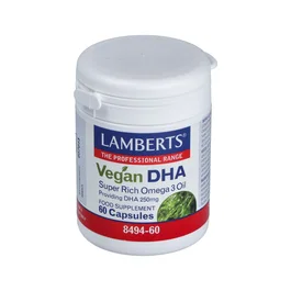 LAMBERTS Dha Vegano 60 Cap. Aceite Omega 3 625 mg Ácido Docosahexaenoico (DHA) 250 mg