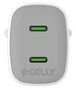 Celly UPTC2USBC45WWH Cargador GaN 45W con 2 Puertos USB-C, Carga Rápida, Color Blanco, Universal, Interiores