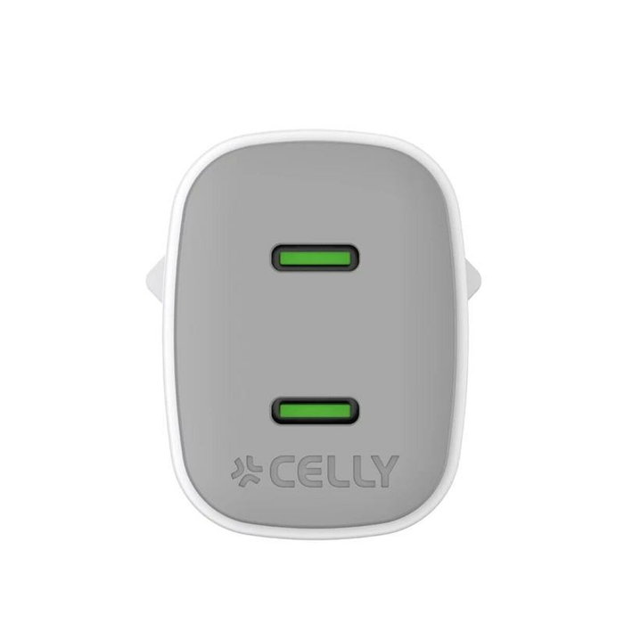 Celly Cargador USB-C Gan 45W WH-2USB-C 2 Puertos Carga Rápida Celly Cargador USB-C Gan 45W WH-2USB-C 2 Puertos Carga Rápida