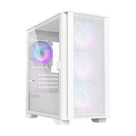 Montech AIR 100 ARGB TG White | Caja PC Gaming Mini Tower con Iluminación RGB y Panel de Vidrio Templado