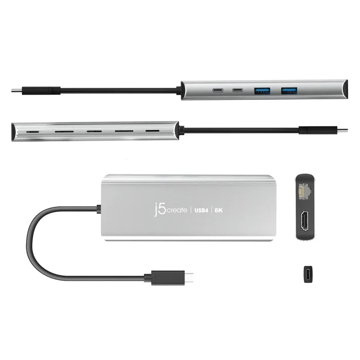 j5create JCD403-N Estación de Conexión USB4 con HDMI 8K, USB 3.2 y RJ45 2.5G, Gris j5create JCD403-N Estación de Conexión USB4 con HDMI 8K, USB 3.2 y RJ45 2.5G, Gris
