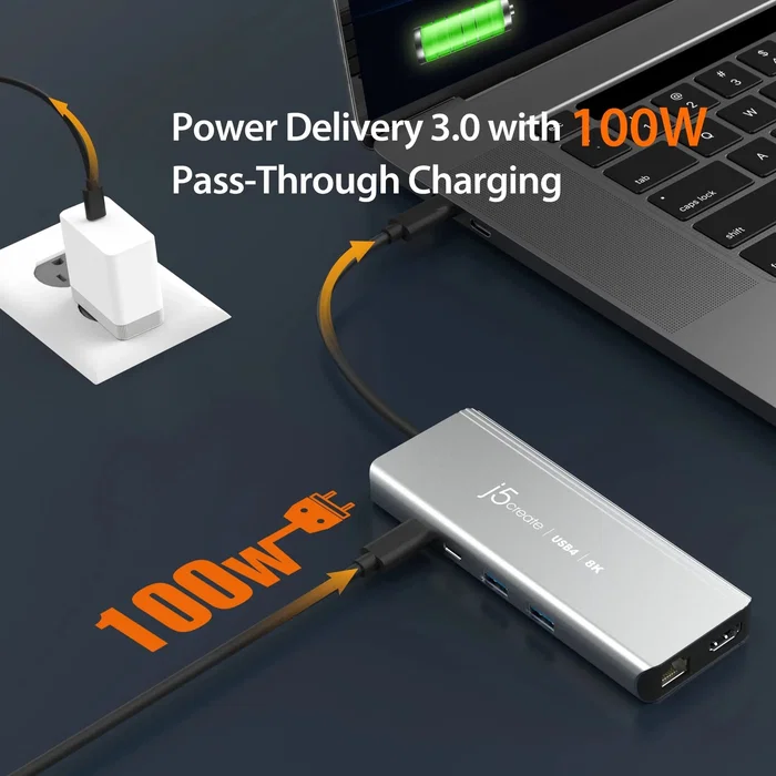 j5create JCD403-N Estación de Conexión USB4 con HDMI 8K, USB 3.2 y RJ45 2.5G, Gris j5create JCD403-N Estación de Conexión USB4 con HDMI 8K, USB 3.2 y RJ45 2.5G, Gris