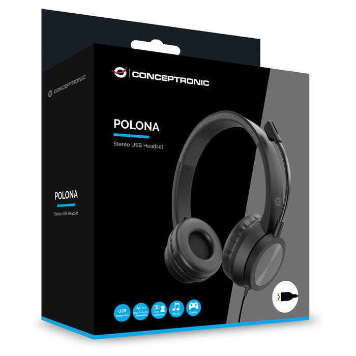 Conceptronic POLONA05B Auriculares USB-A Negro