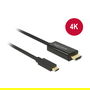 DeLOCK Cable Adaptador HDMI a USB-C 2m 85259, 4K 30Hz, HDCP 3D Plug and Play, Negro