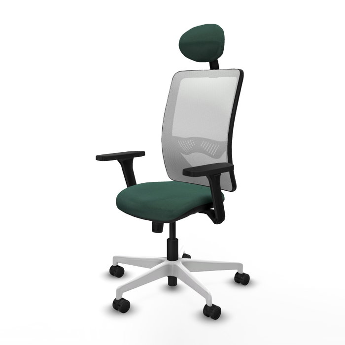 PIQUERAS Y CRESPO Silla de oficina Zulema con mecanismo Sincro, Verde botella y Blanco