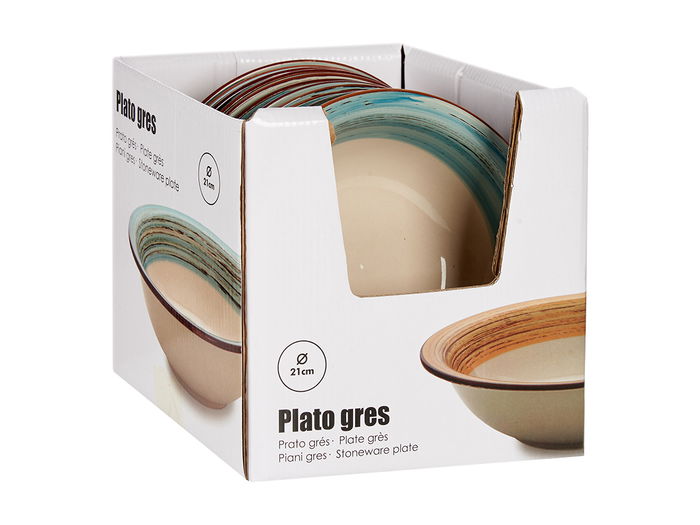 Vessia Plato Hondo Gres Cenefa 3D Azul 21 cm (21x21x6 cm) (Set de 24)