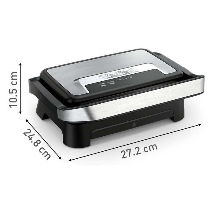Tefal Inicio Compact GC270D10 Contact Grill Negro Acero Inoxidable 1000W Parrilla 230x145mm
