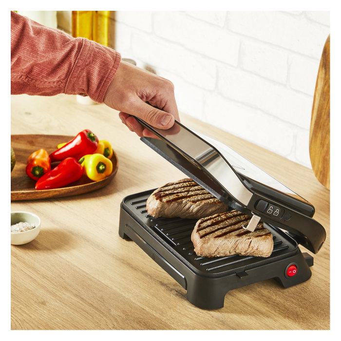 Tefal Inicio Compact GC270D10 Contact Grill Negro Acero Inoxidable 1000W Parrilla 230x145mm
