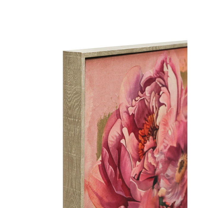 DKD Home Decor Cuadro Velvet PS Chica Flores Rosa