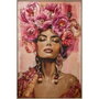 DKD Home Decor Cuadro Velvet PS Chica Flores Rosa