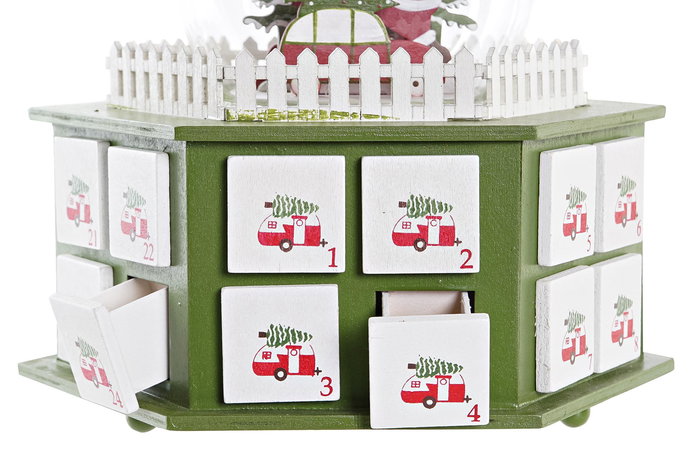 DKD Home Decor Calendario Adviento Navidad Fantasia Verde Rojo 19 x 20 x 22 cm (2 Unidades) LED Madera Acrílico
