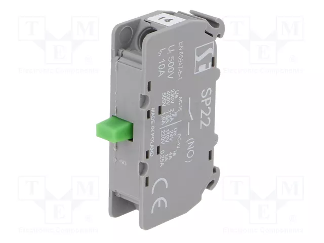 SPAMEL SP22 Bloques de Contactos NA para Raíl DIN 22mm