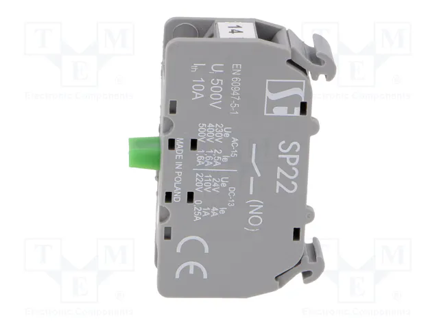 SPAMEL SP22 Bloques de Contactos NA para Raíl DIN 22mm