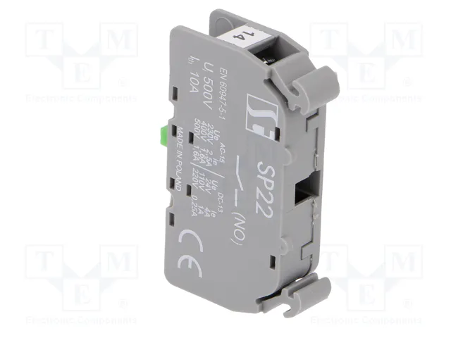 SPAMEL SP22 Bloques de Contactos NA para Raíl DIN 22mm