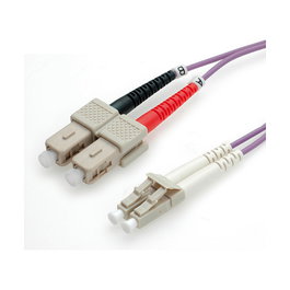 VALUE 21998760 Cable de Fibra Óptica LC/SC 50/125um OM4, 0.5m, Color Violeta, Bidireccional, LSZH