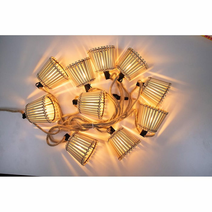 New Garden Guirnalda Okinawa con cable de yute y 10 bombillas LED de 8 m