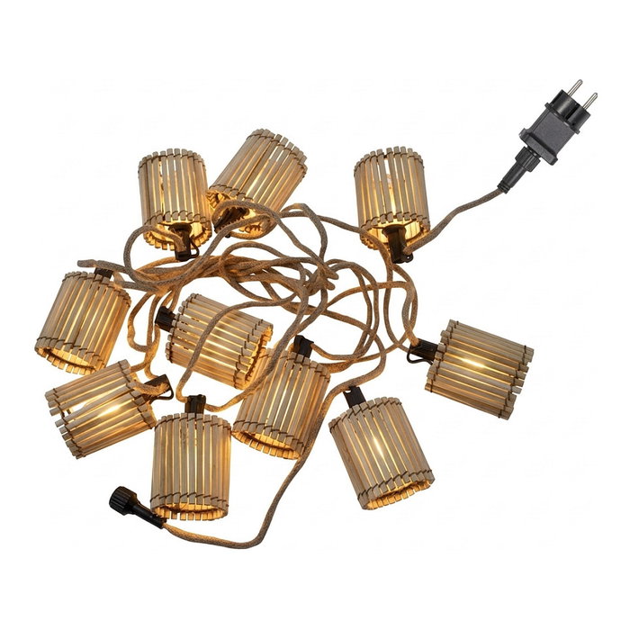 New Garden Guirnalda Okinawa con cable de yute y 10 bombillas LED de 8 m